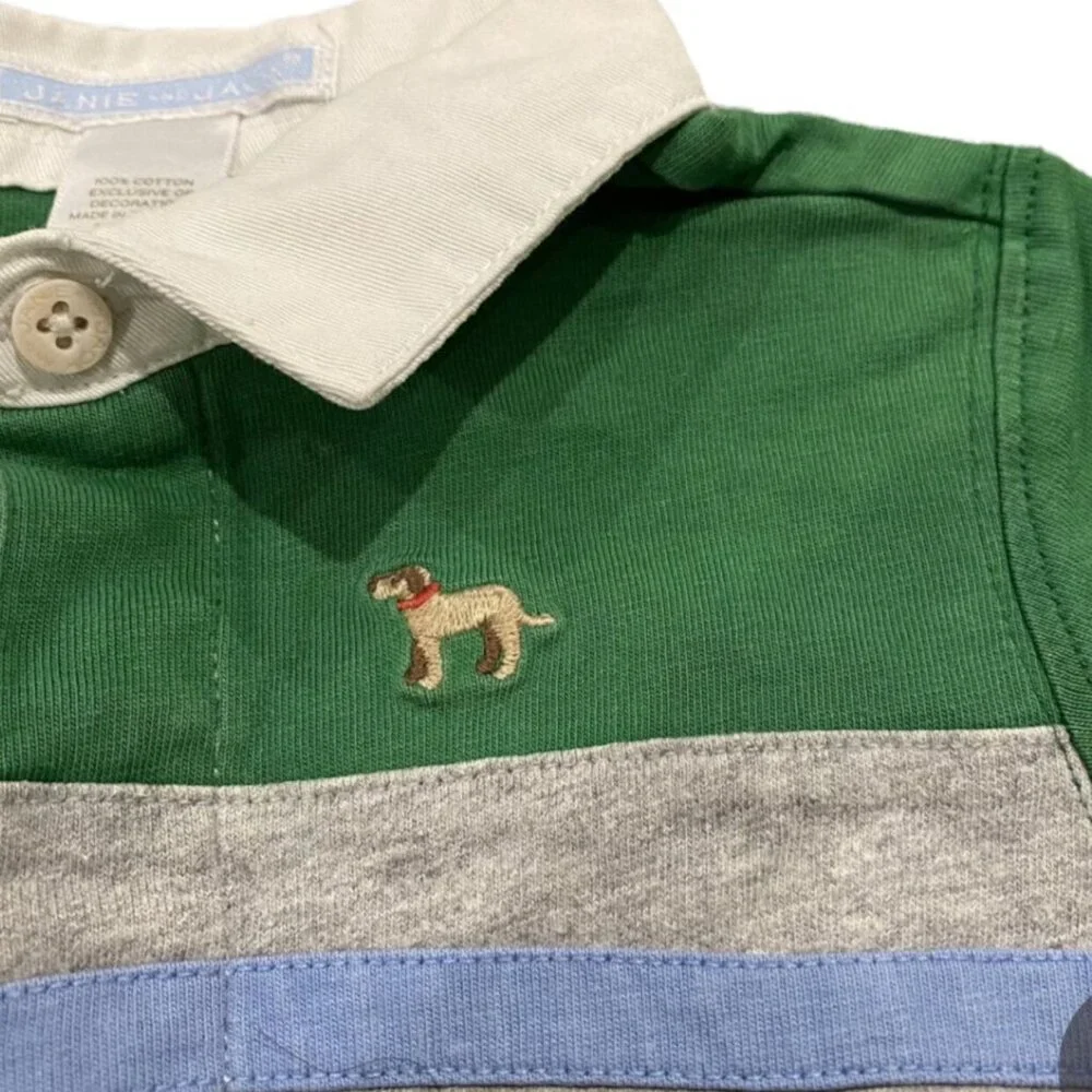 Janie & Jack 6-12m Striped Dog Polo Romper
